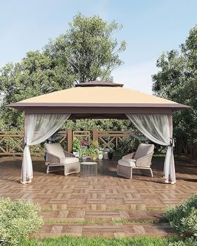 COOSHADE 13x13 ポップアップガゼボテント 蚊帳付き (カーキ) Amazon.co.jp: COOSHADE 13x13 ポップアップガゼボテント 屋外